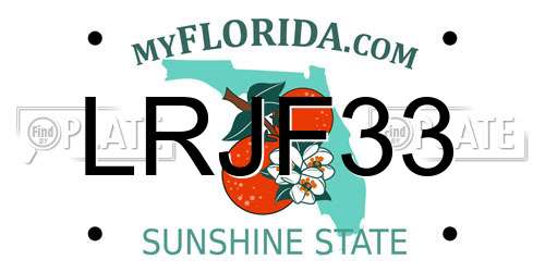 LRJF33 Florida License Plate