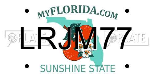 LRJM77 Florida License Plate