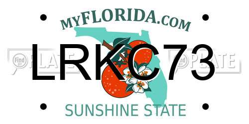 LRKC73 Florida License Plate