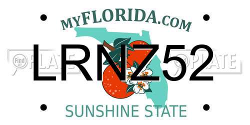 LRNZ52 Florida License Plate