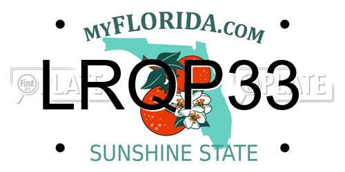 LRQP33 Florida License Plate