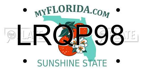 LRQP98 Florida License Plate