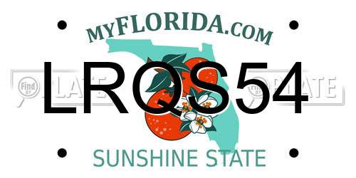 LRQS54 Florida License Plate