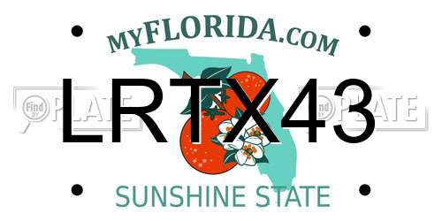 LRTX43 Florida License Plate