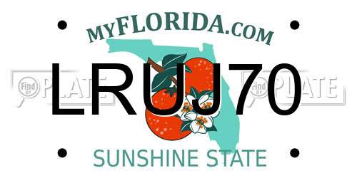 LRUJ70 Florida License Plate