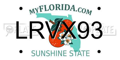LRVX93 Florida License Plate