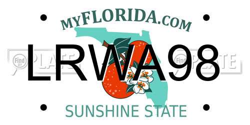 LRWA98 Florida License Plate