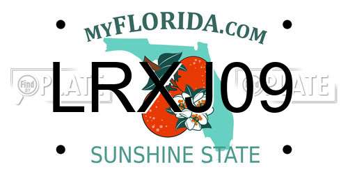 LRXJ09 Florida License Plate