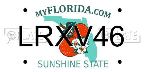 LRXV46 Florida License Plate