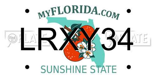 LRXY34 Florida License Plate