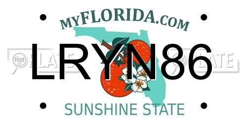 LRYN86 Florida License Plate
