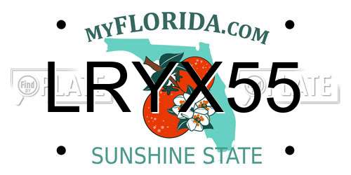 LRYX55 Florida License Plate