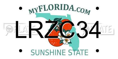 LRZC34 Florida License Plate