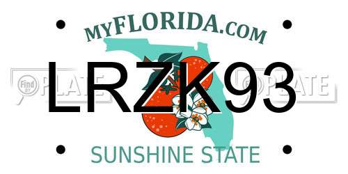 LRZK93 Florida License Plate