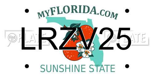 LRZV25 Florida License Plate