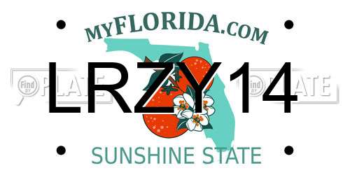 LRZY14 Florida License Plate