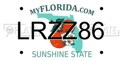 LRZZ86 Florida License Plate