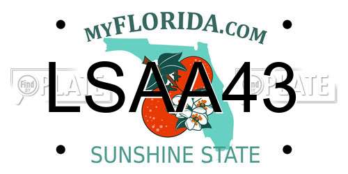 LSAA43 Florida License Plate