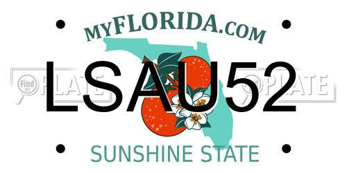 LSAU52 Florida License Plate
