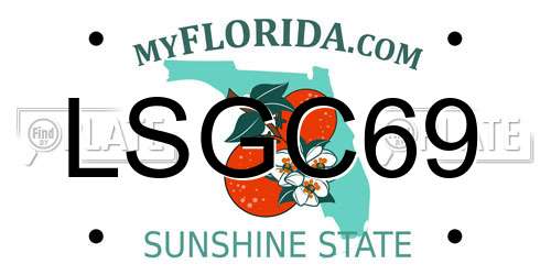 LSGC69 Florida License Plate