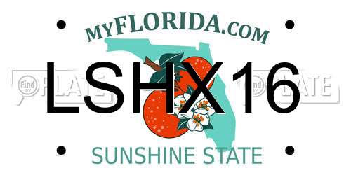 LSHX16 Florida License Plate