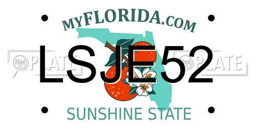 LSJE52 Florida License Plate