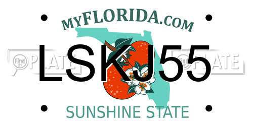 LSKJ55 Florida License Plate