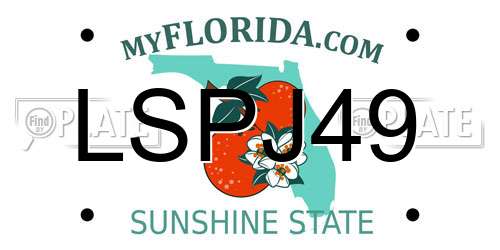 LSPJ49 Florida License Plate