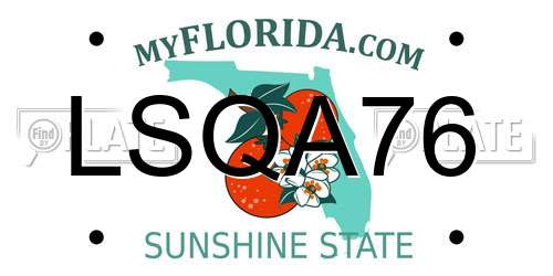 LSQA76 Florida License Plate