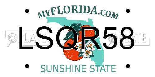 LSQR58 Florida License Plate