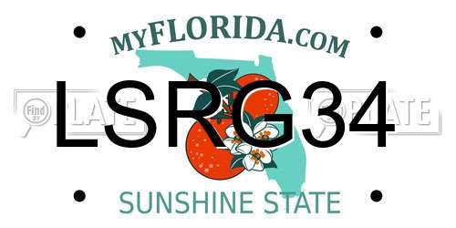 LSRG34 Florida License Plate