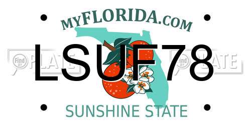 LSUF78 Florida License Plate