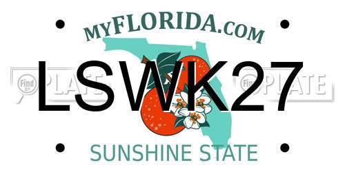 LSWK27 Florida License Plate