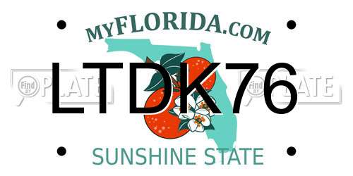 LTDK76 Florida License Plate