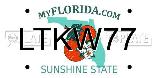 LTKW77 Florida License Plate
