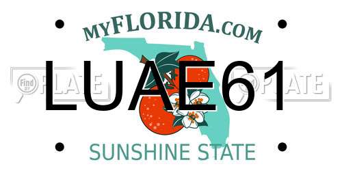 LUAE61 Florida License Plate