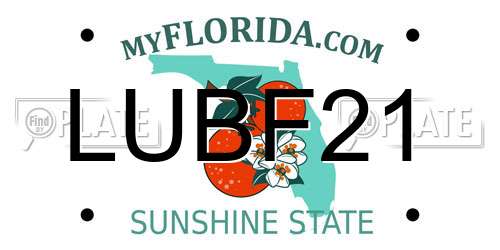 LUBF21 Florida License Plate