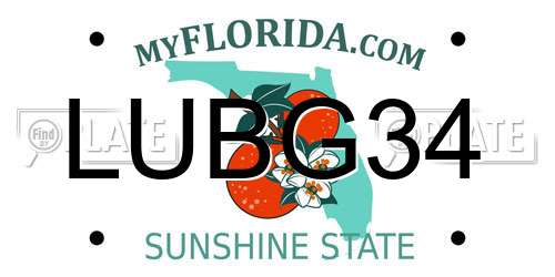 LUBG34 Florida License Plate