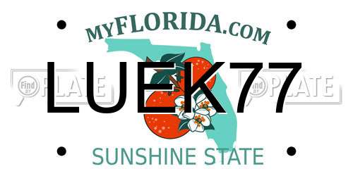 LUEK77 Florida License Plate