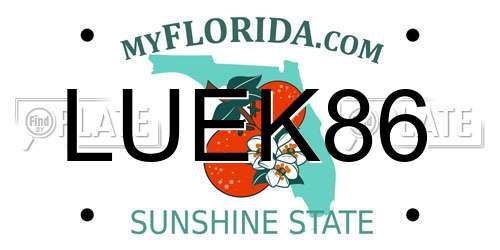LUEK86 Florida License Plate