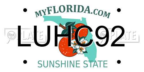 LUHC92 Florida License Plate