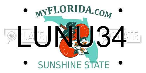 LUNU34 Florida License Plate