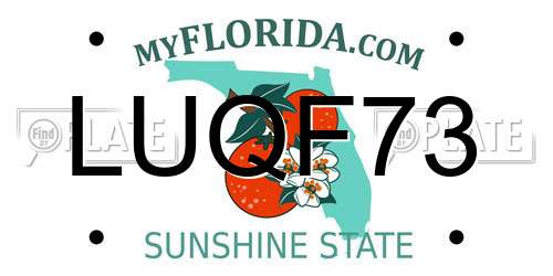 LUQF73 Florida License Plate