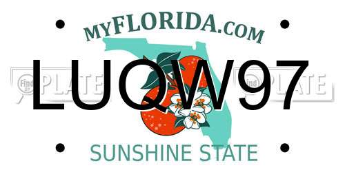 LUQW97 Florida License Plate