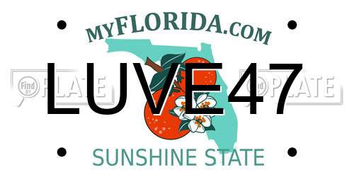 LUVE47 Florida License Plate