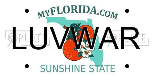 LUVWAR Florida License Plate