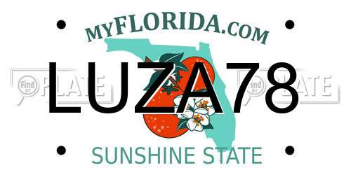 LUZA78 Florida License Plate