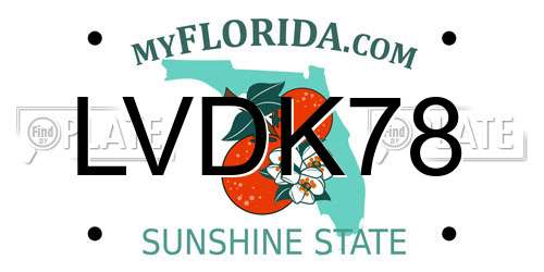 LVDK78 Florida License Plate