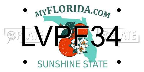 LVPF34 Florida License Plate