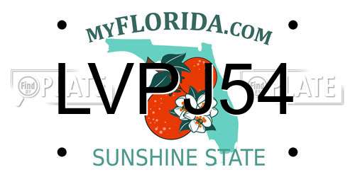 LVPJ54 Florida License Plate